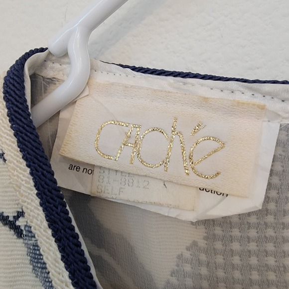 Cache Vintage Tapestry Vest Jumpsuit One Piece 80S Rhinestone Studded Mesh Panel - Picture 11 of 16